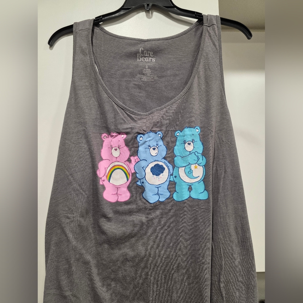 Torrid Care Bears Tank - Gray with Blue and Pink Bears